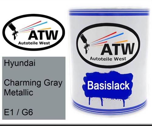 Hyundai, Charming Gray Metallic, E1 / G6: 1L Lackdose, von ATW Autoteile West.